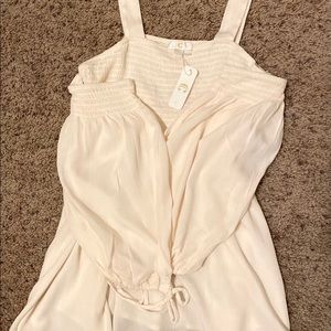 (NEW) Cream Shoulder Trimmed Blouse L